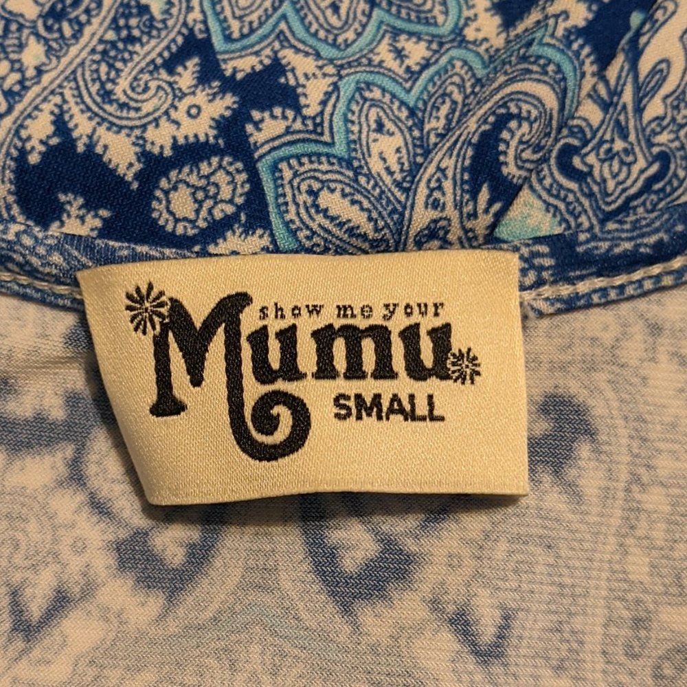 Show Me Your Mumu Blue & White Paisley Garrett Tank Sleeveless Dress - size S - Picture 8 of 9